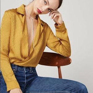 XS Reformation Aurelia Top yellow sunflower NWOT